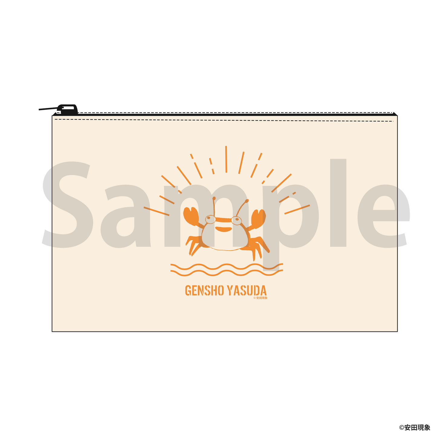 キャンバスフラットポーチ(カニ)