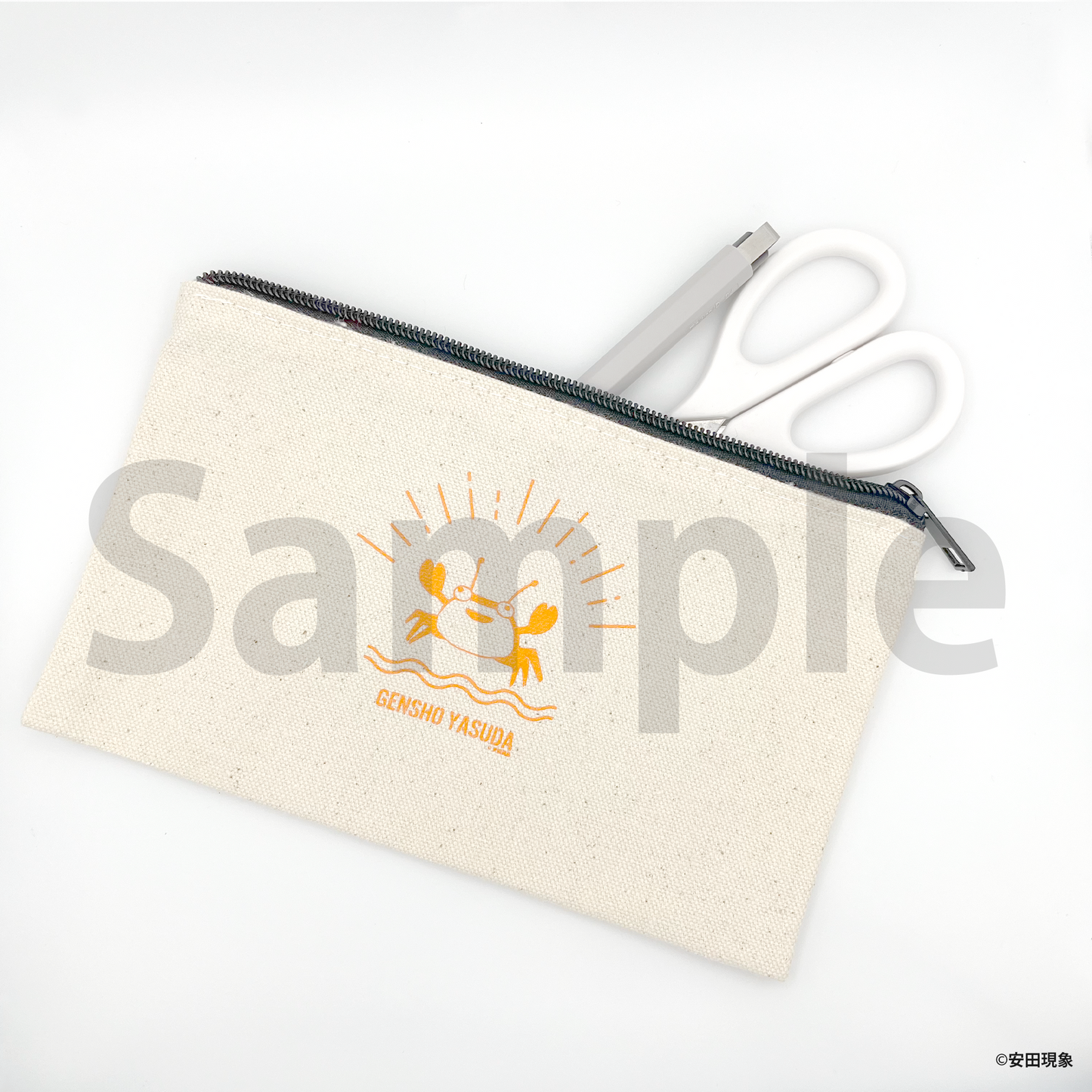 キャンバスフラットポーチ(カニ)